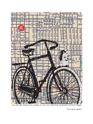 Framed Bicycle on Hawthorne Portland Print