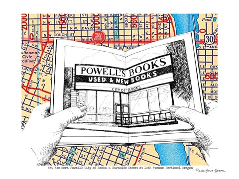Framed Powell&#39;s Books Portland Print