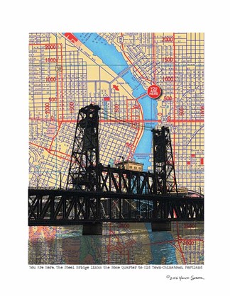 Framed Steel Bridge Portland Print