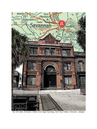 Framed Cotton Exchange Savannah with Trees Print