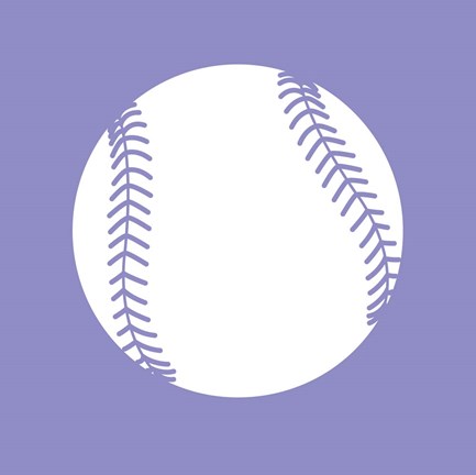 Framed White Softball on Purple Print