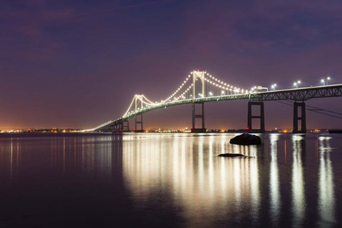 Framed Dusk over Newport Bridge Print