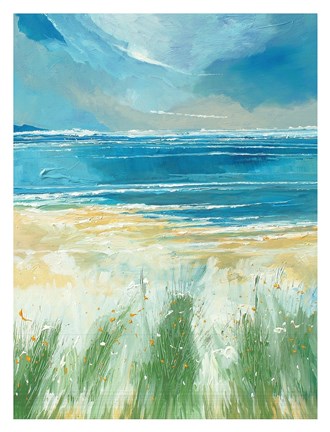 Framed Summer Sea and Beach at Holkham Print