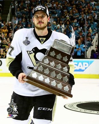 Framed Sidney Crosby with Conn Smythe Trophy Game 6 of the 2016 Stanley Cup Finals Print