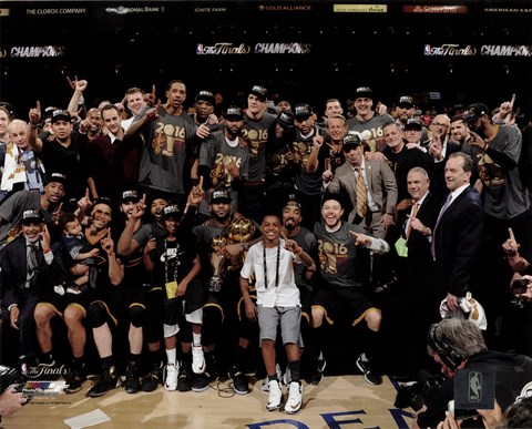Framed Cleveland Cavaliers celebrate winning Game 7 of the 2016 NBA Finals Print