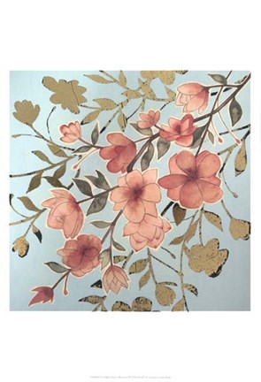 Framed Golden Cherry Blossoms II - Metallic Foil Print