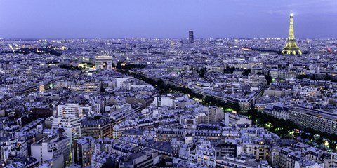 Framed Aerial View of Paris at Dusk Print