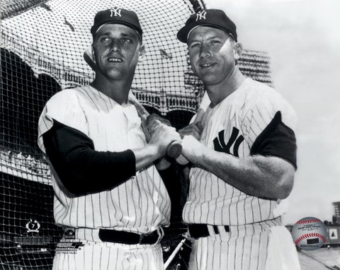 Framed Mickey Mantle &amp; Roger Maris Posed Print