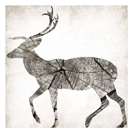 Framed Wood Deer Mate Print