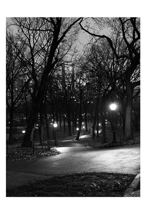 Framed Central Park Night Stroll Print