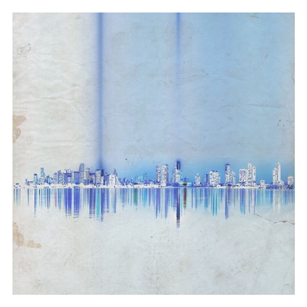 Framed Miami in Blue Print
