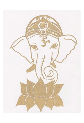 Framed Golden Elephant Lotus Print