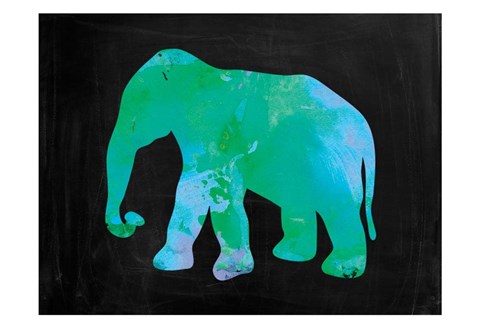 Framed Turquoise Elephant Print
