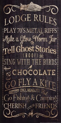 Framed Lodge Rules - Tell Ghost Stories Print