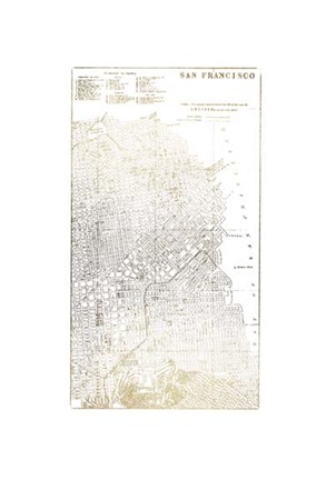 Framed Gold Foil City Map San Francisco- Metallic Foil Print