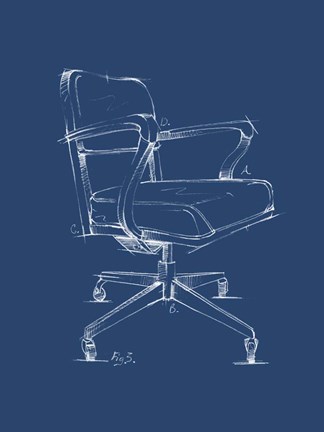 Framed Office Chair Blueprint I Print