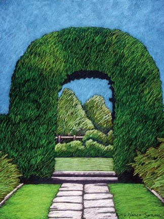 Framed Topiary Round Arch Print