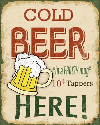 Framed Cold Beer Sign Print