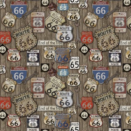 Framed Route 66 on Wood Print