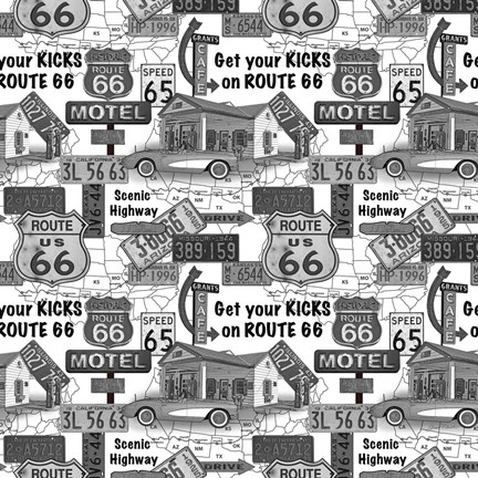 Framed Route 66 - Grey Print