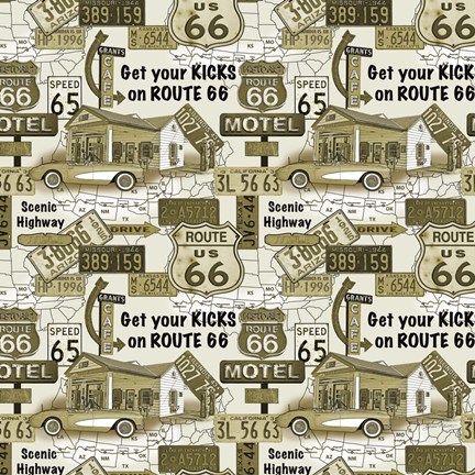 Framed Route 66 - Gold Print