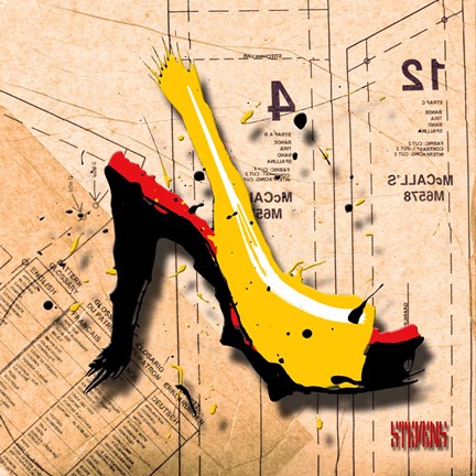 Framed Suede Heel Yellow Red Sole Print