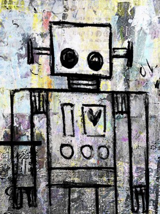 Framed Boy Robot Color Print