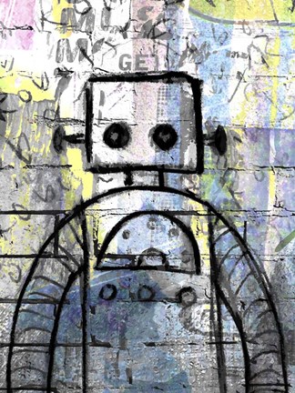 Framed Graffiti Robot Color Print