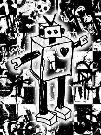 Framed Robot Graffiti Print
