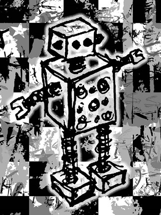 Framed Sketched Robot Print