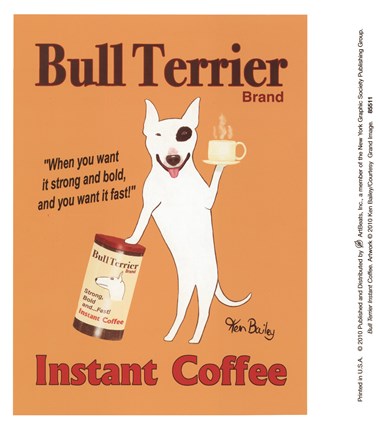 Framed Bull Terrier Instant Coffee Print