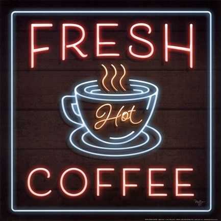 Framed Neon Fresh Coffee Print