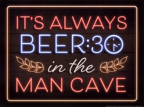 Framed Neon Beer 30 Man Cave Print