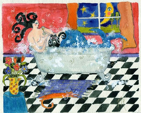 Framed Big Diva Mermaid Bubble Bath Print