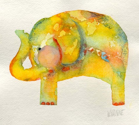 Framed Yellow Elephant Print