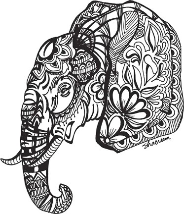Framed Elephant New Print