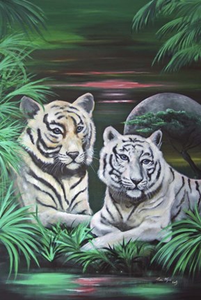 Framed Fantasy Tigers Print