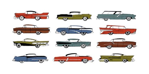 Framed Retro Cars Print