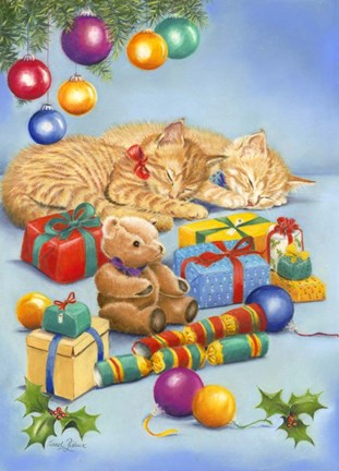Framed Christmas Kittens Print