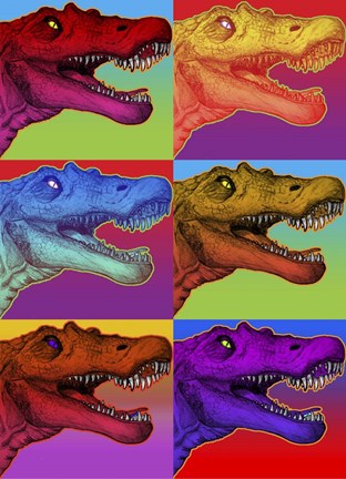 Framed Pop Art Dinosaurs 2 Print
