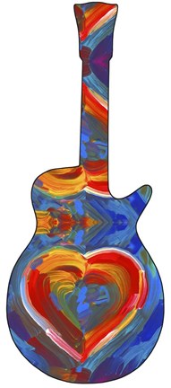 Framed Pop Art Guitar Heart Brush Print