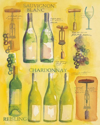 Framed White Wine Collage Print