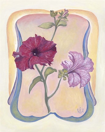 Framed Art Deco Petunias Print