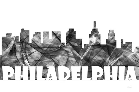 Framed Philadelphia Skyline BG 2 Print