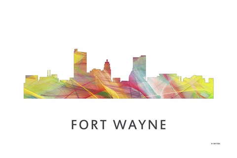 Framed Fort Wayne Indiana Skyline Print