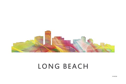 Framed Long Beach California Skyline Print