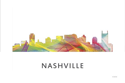 Framed Nashville Tennessee Skyline Print