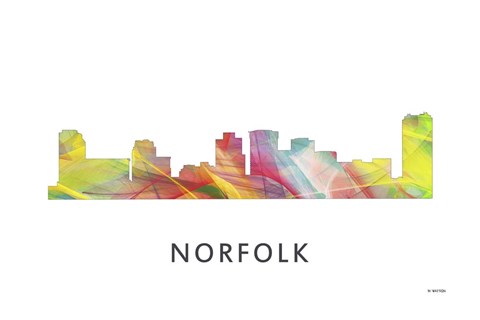 Framed Norfolk Virginia Skyline Print