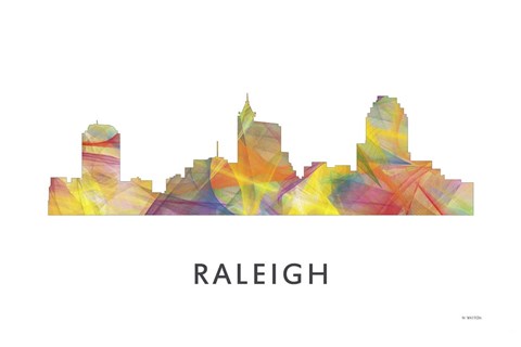 Framed Raleigh North Carolina Skyline Print