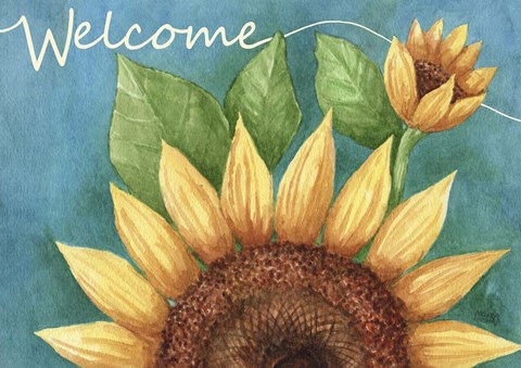 Framed Big Sunflower Welcome Print